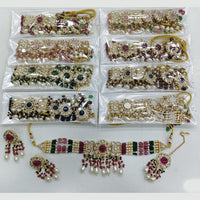 Rajwadi Collection Heritage Pota Stone Pearl And Beads Choker Necklace Set