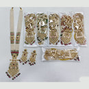 Rajwadi Collection Designer Crystal Stone And Pearl Meenakari Long Necklace Set