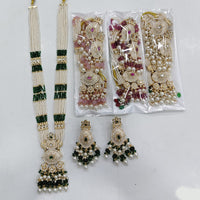 Rajwadi Collection Elegant Pota Stone And Beads Meenakari Long Necklace Set