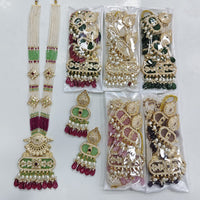 Rajwadi Collection Royal Pota Stone And Pearl Beads Meenakari Long Necklace Set