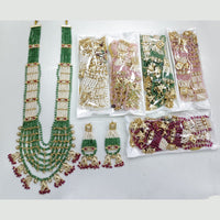 Rajwadi Collection Ethnic Pota Stone And Pearl Beads Long Necklace Set