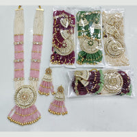 Rajwadi Collection Ethnic Pota Stone And Pearl Beads Long Necklace Set