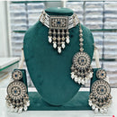 Rajwadi Collection Elegant Crystal Stone And  Pearl Necklace Set