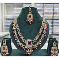 Rajwadi Collection Premium Crystal Pearl And Beads Necklace Set