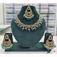 Rajwadi Collection Premium Crystal Pearl And Beads Necklace Set