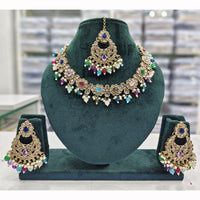 Rajwadi Collection Premium Crystal Pearl And Beads Necklace Set