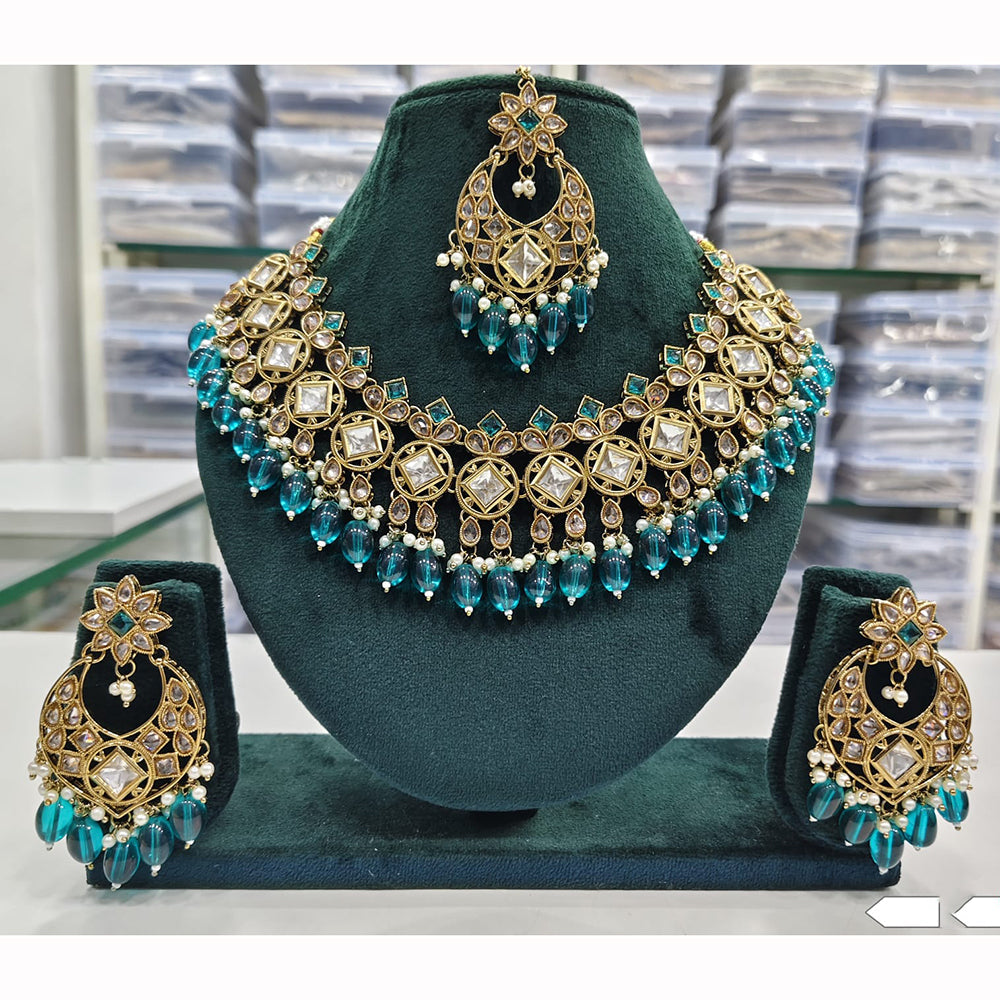 Rajwadi Collection Premium Crystal Pearl And Beads Necklace Set