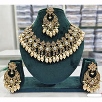 Rajwadi Collection Premium Crystal Pearl And Beads Necklace Set