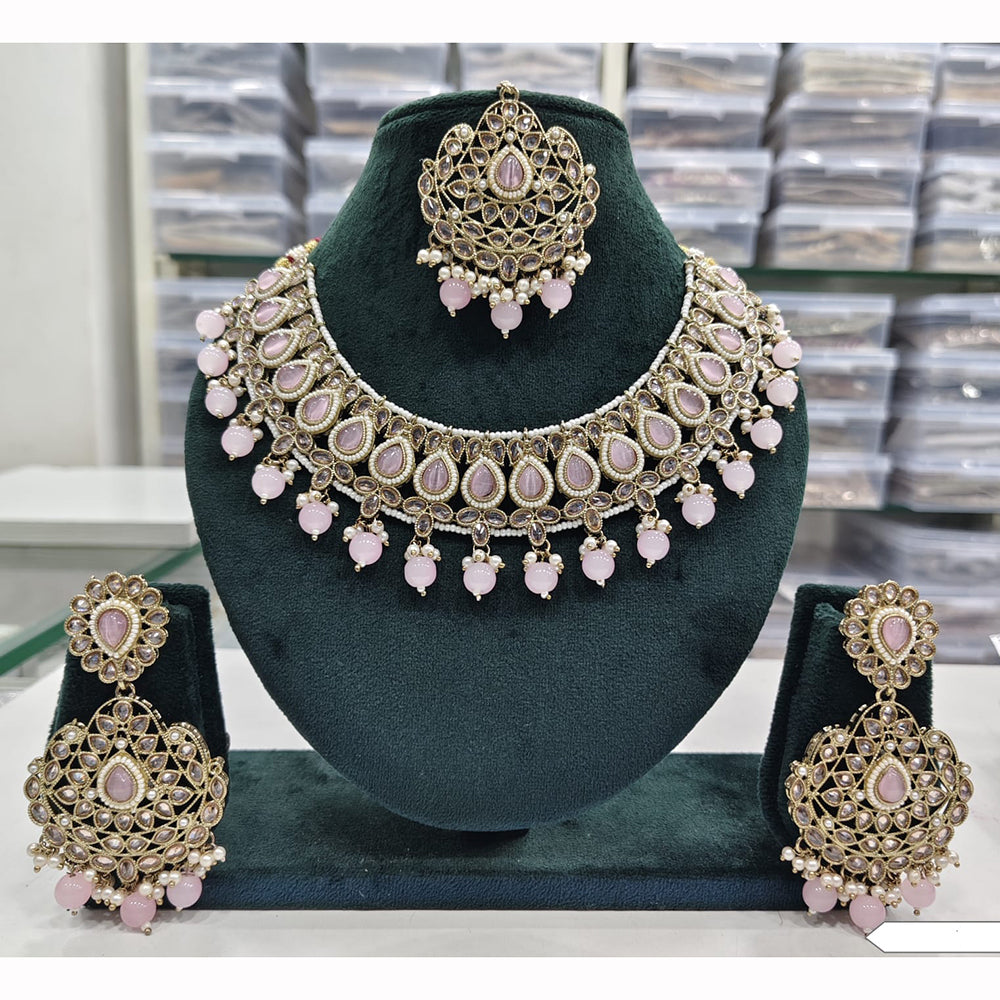 Rajwadi Collection Premium Crystal Pearl And Beads Necklace Set