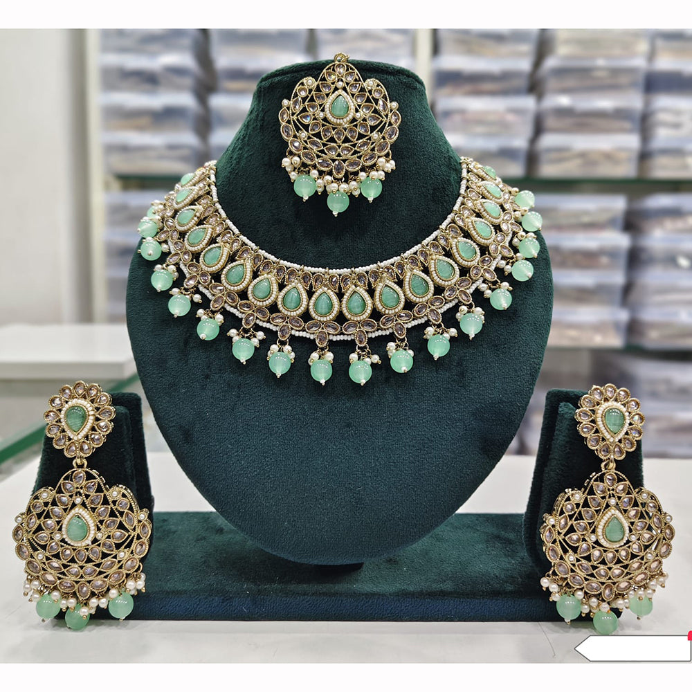 Rajwadi Collection Premium Crystal Pearl And Beads Necklace Set