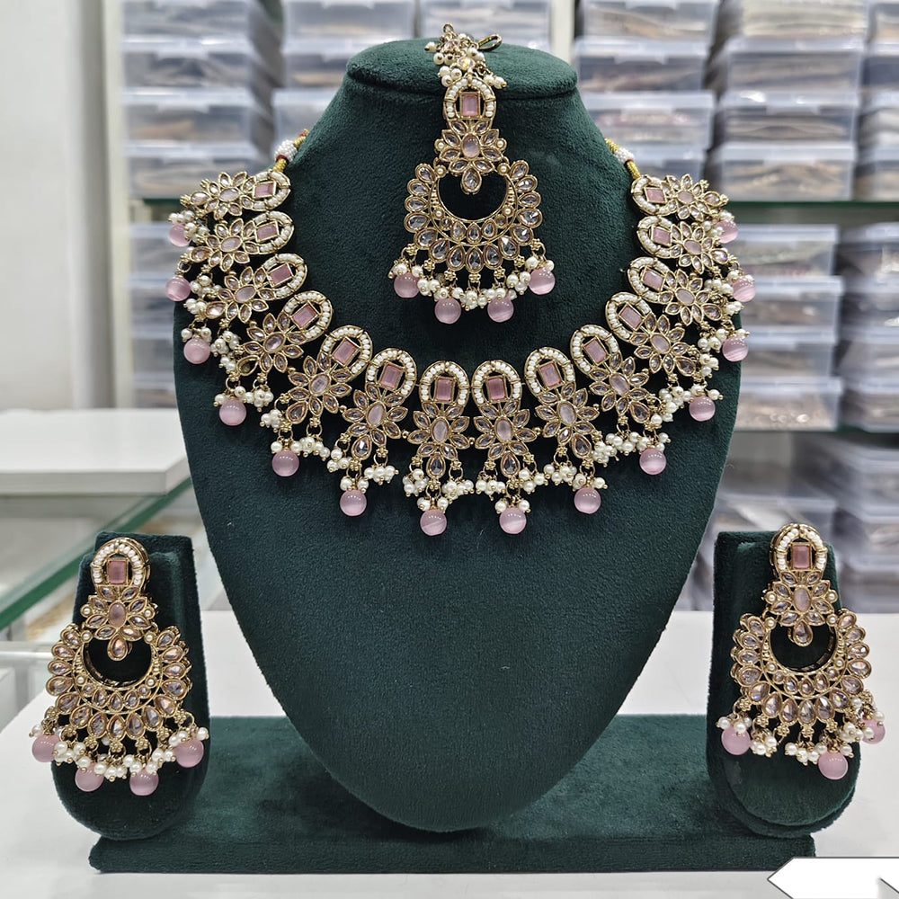 Rajwadi Collection Premium Crystal Pearl And Beads Necklace Set