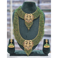 Rajwadi Collection Heritage Pota Stone And Pearl Temple Dual Necklace Set