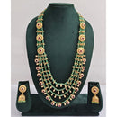 Rajwadi Collection Royal Pota Stone And Pearl Long Necklace Set