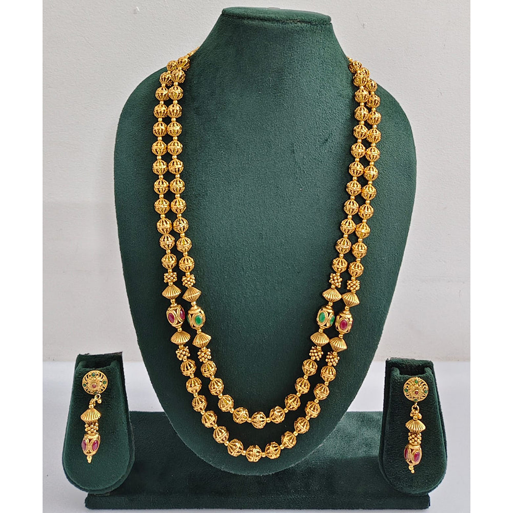 Rajwadi Collection Royal Pota Stone Long Necklace Set