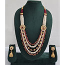 Rajwadi Collection Royal Pota Stone And Pearl Long Necklace Set