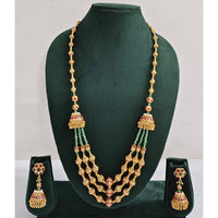 Rajwadi Collection Royal Pota Stone And Pearl Long Necklace Set