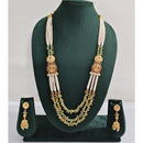 Rajwadi Collection Royal Pota Stone And Pearl Long Necklace Set