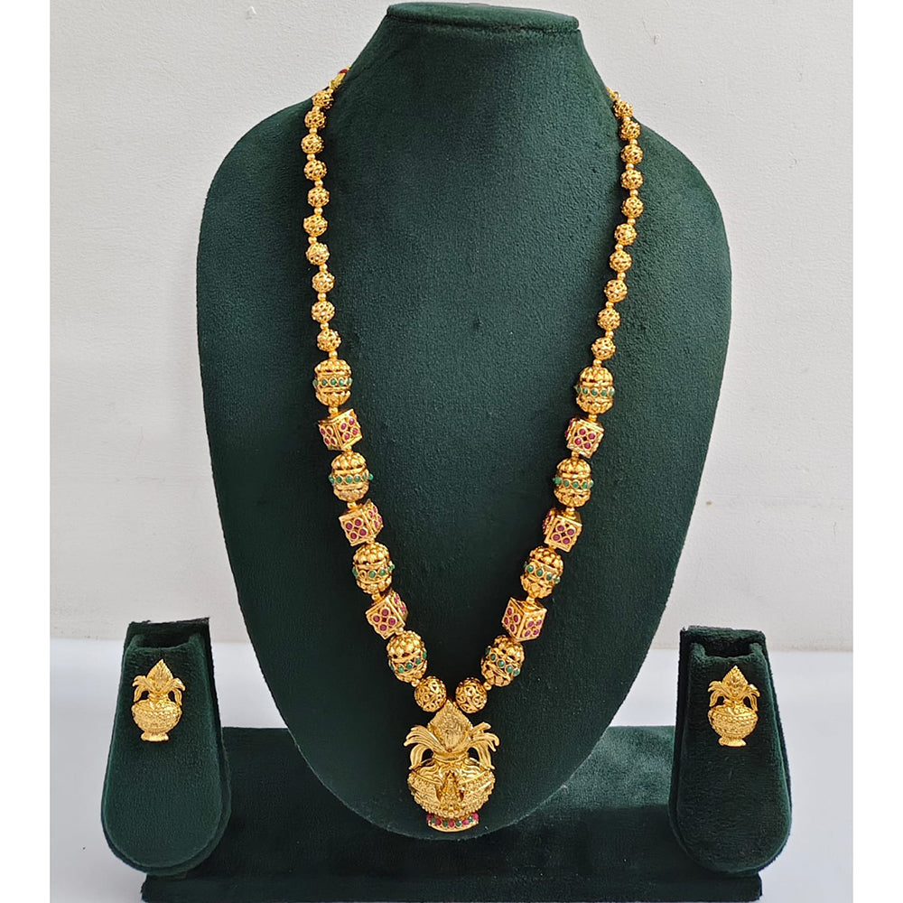 Rajwadi Collection Royal Pota Stone Long Necklace Set