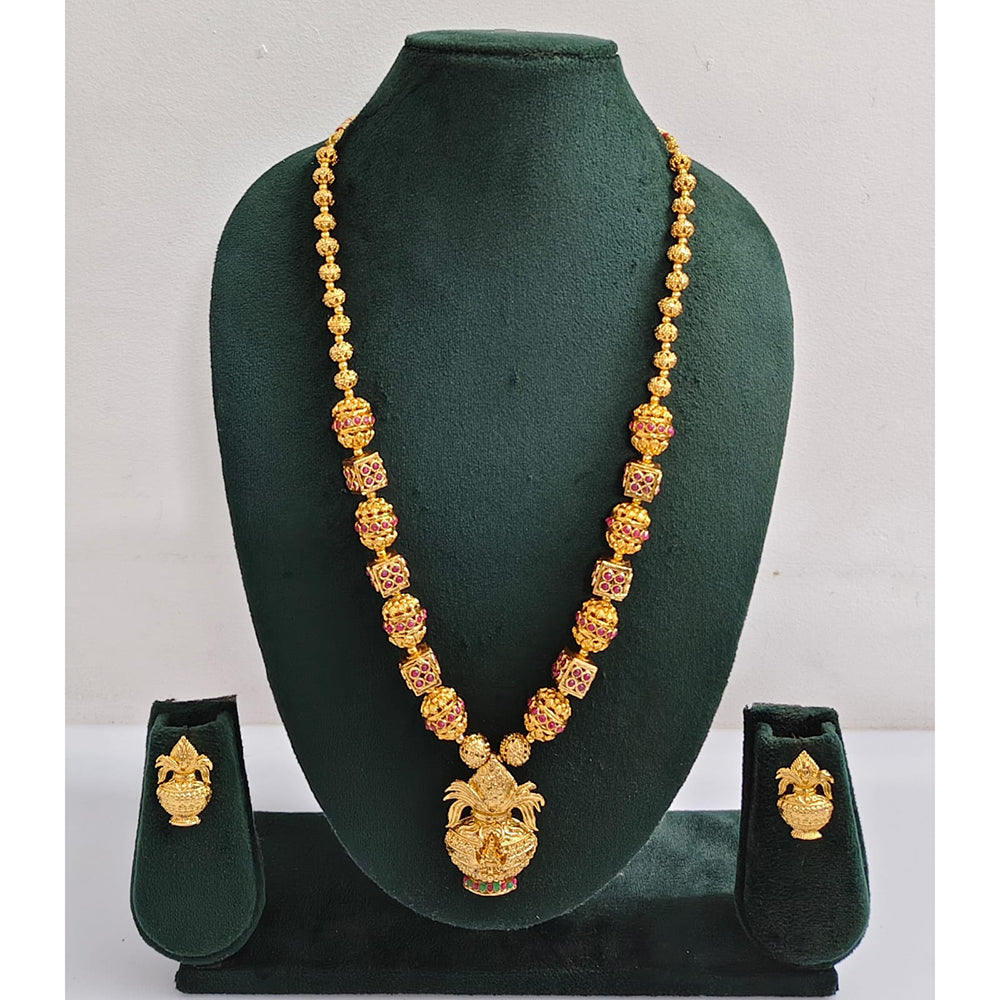 Rajwadi Collection Royal Pota Stone Long Necklace Set