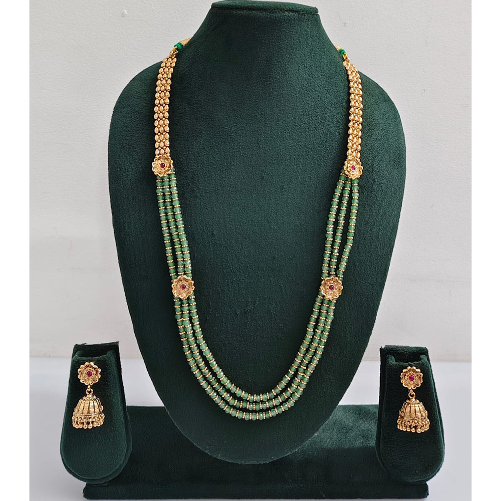Rajwadi Collection Royal Pota Stone And Pearl Long Necklace Set