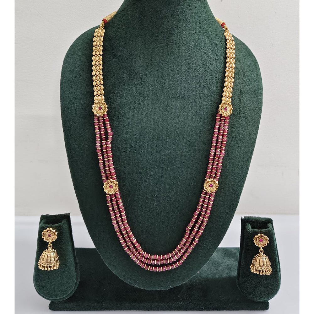Rajwadi Collection Royal Pota Stone And Pearl Long Necklace Set