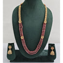 Rajwadi Collection Royal Pota Stone And Pearl Long Necklace Set