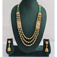 Rajwadi Collection Royal Pota Stone And Pearl Long Necklace Set