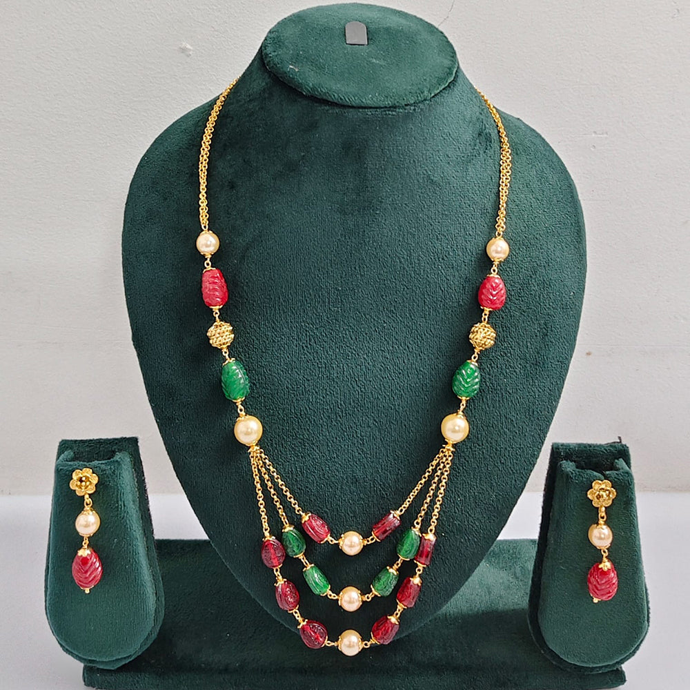 Rajwadi Collection Royal Beads Long Necklace Set