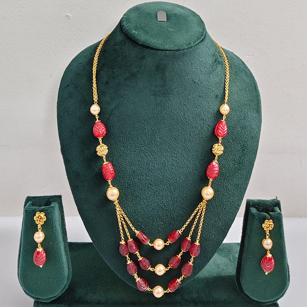 Rajwadi Collection Royal Beads Long Necklace Set