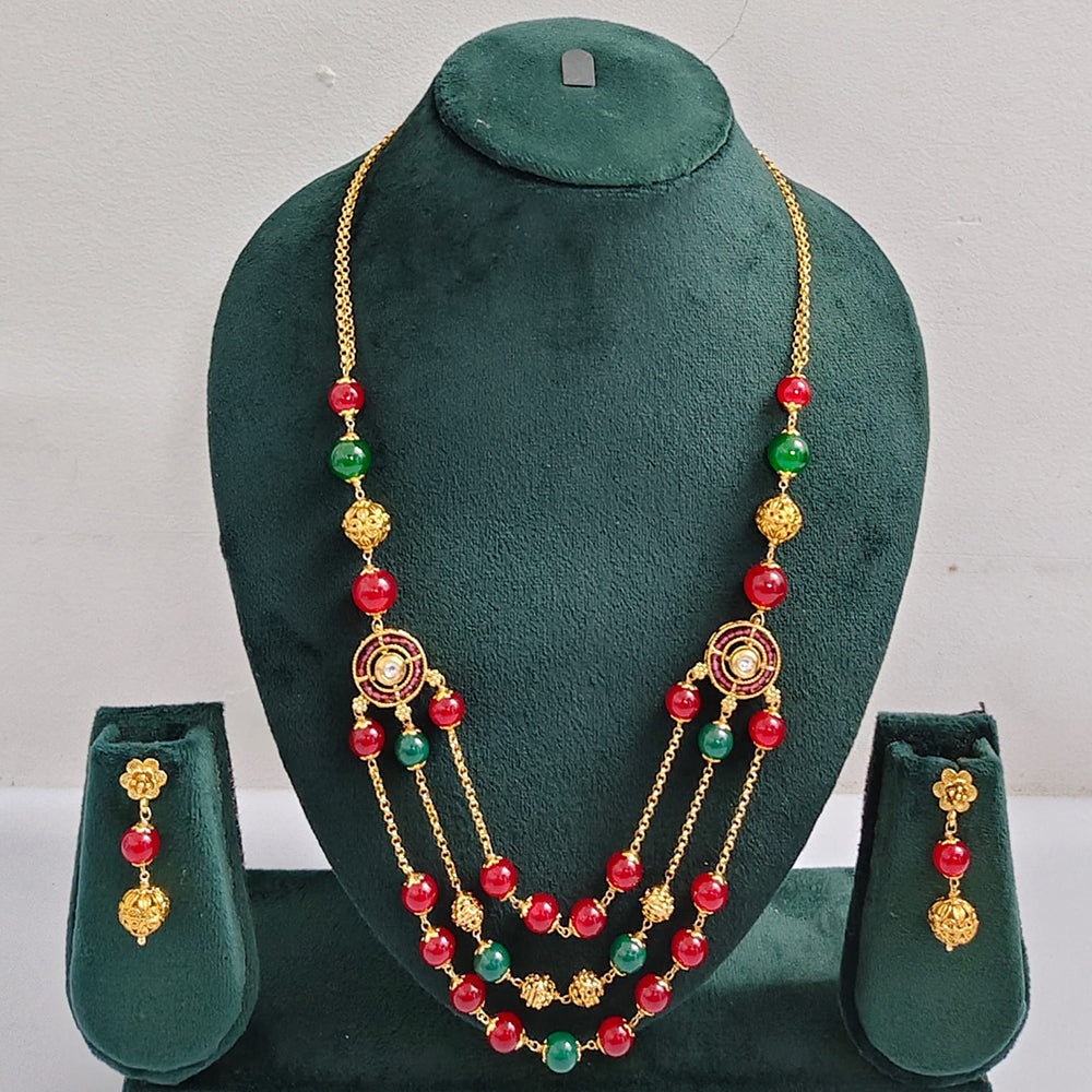 Rajwadi Collection Royal Beads Long Necklace Set