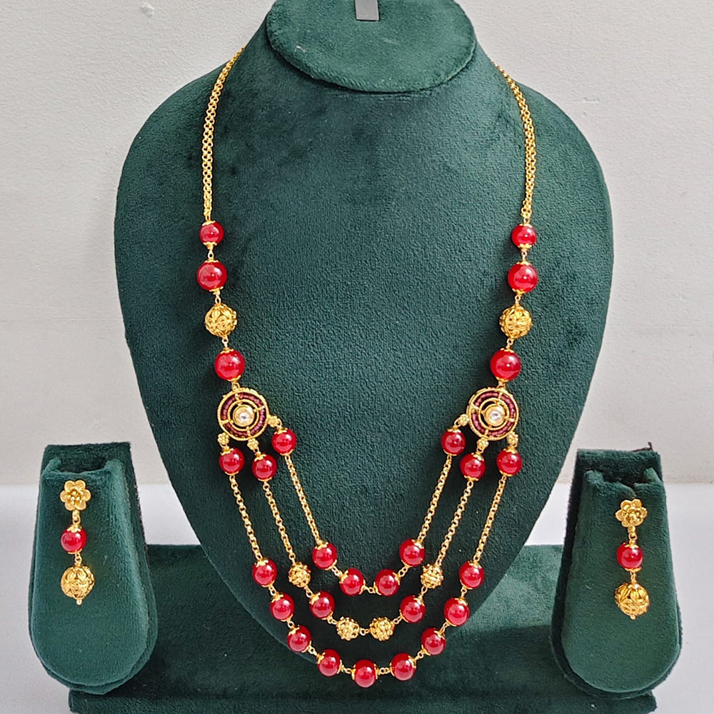 Rajwadi Collection Royal Beads Long Necklace Set