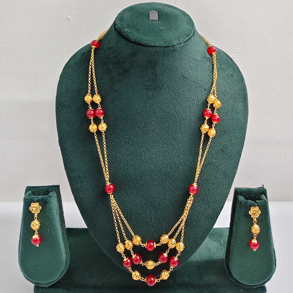 Rajwadi Collection Royal Beads Long Necklace Set