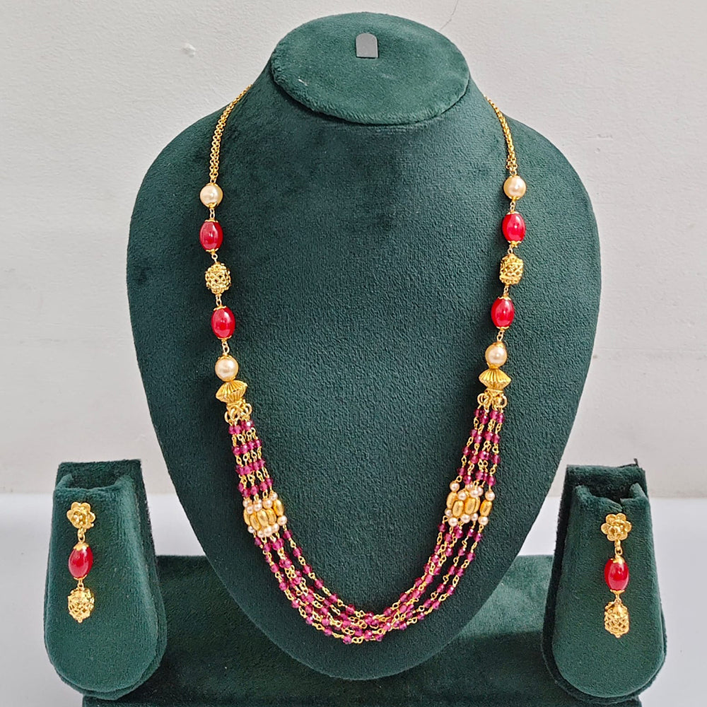Rajwadi Collection Royal Beads Long Necklace Set