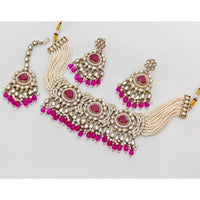 Rajwadi Collection Luxury Kundan Stone Pearl And Beaded Choker Necklace Set