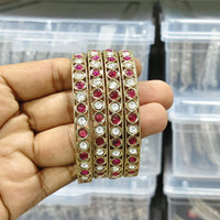 Rajwadi Collection Elegant Polki Kundan Stone Designer Bangles Set