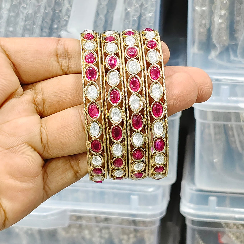 Rajwadi Collection Elegant Polki Kundan Stone Designer Bangles Set