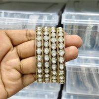 Rajwadi Collection Elegant Polki Kundan Stone Designer Bangles Set
