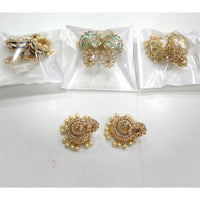 Rajwadi Collection Elegant Kundan and Pearl Meenakari Jhumki Earrings 