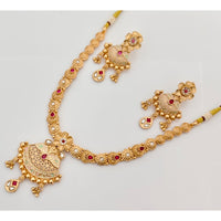 Rajwadi Collection Premium Pota Stone And Meenakari Ethnic Necklace Set 