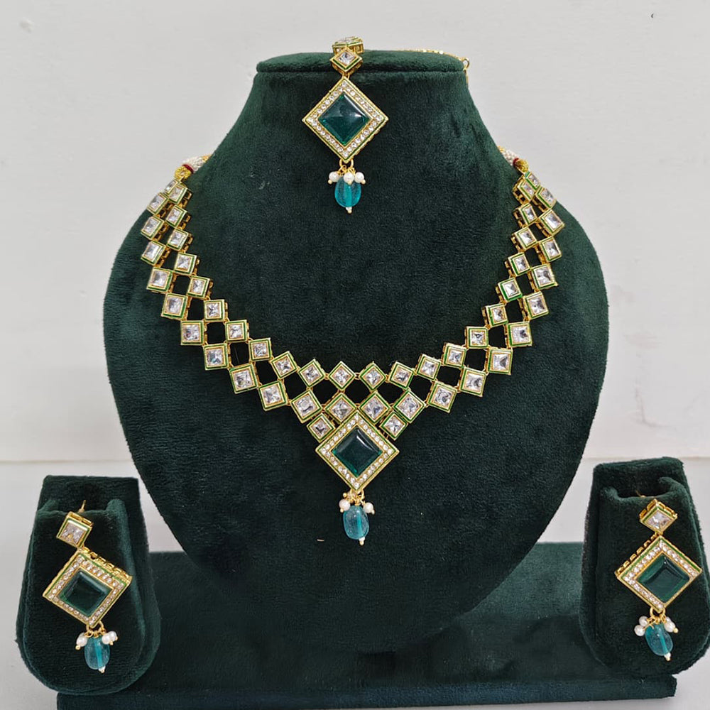 Rajwadi Collection Crystal Stone And Pearl Designer Necklace Set
