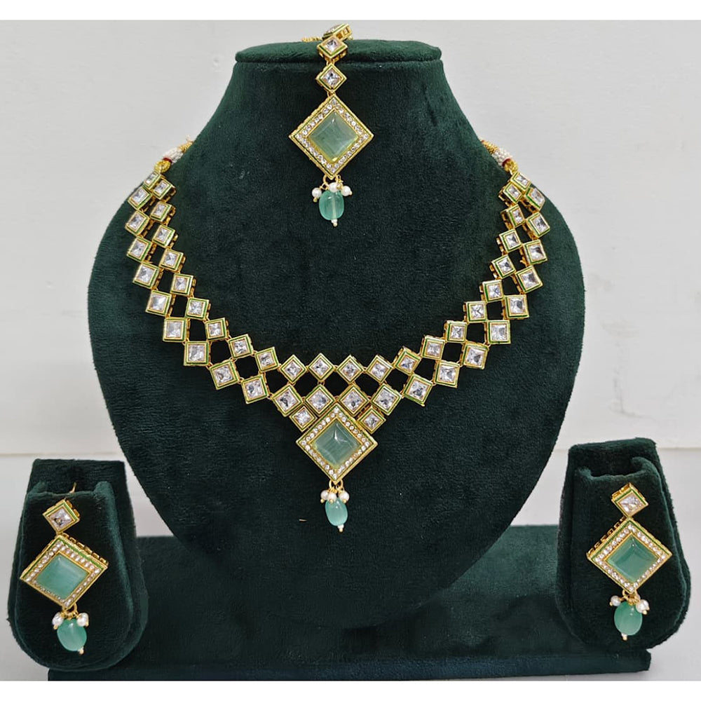 Rajwadi Collection Crystal Stone And Pearl Designer Necklace Set