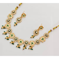 Rajwadi Collection Premium Pota Stone And Meenakari Ethnic Necklace Set 