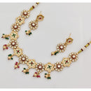 Rajwadi Collection Premium Pota Stone And Meenakari Ethnic Necklace Set