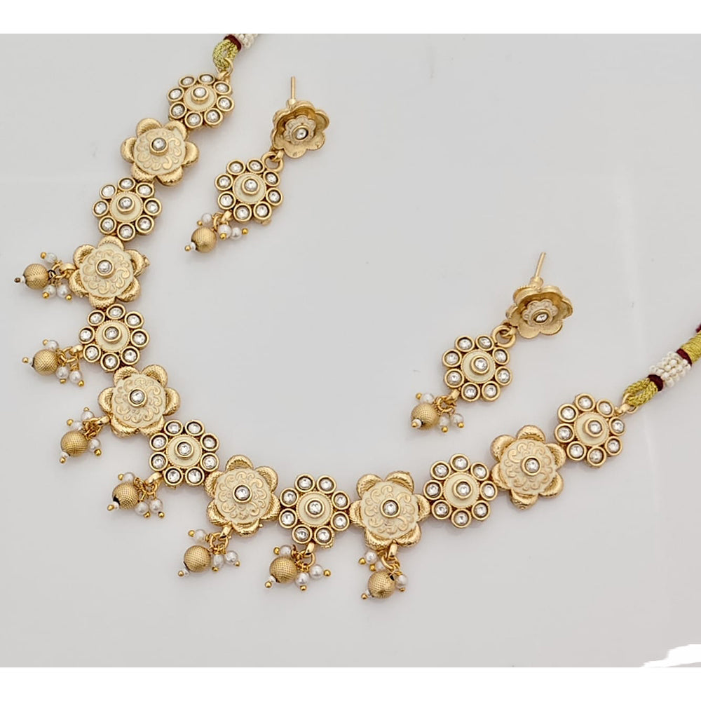 Rajwadi Collection Premium Pota Stone And Meenakari Ethnic Necklace Set