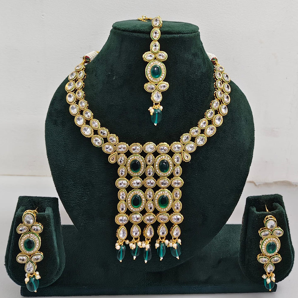 Rajwadi Collection Crystal Stone And Pearl Designer Necklace Set