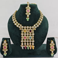 Rajwadi Collection Crystal Stone And Pearl Designer Necklace Set