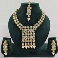 Rajwadi Collection Crystal Stone And Pearl Designer Necklace Set