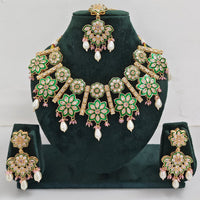 Rajwadi Collection Sparkling Crystal Stone And Pearl Meenakari Necklace Set