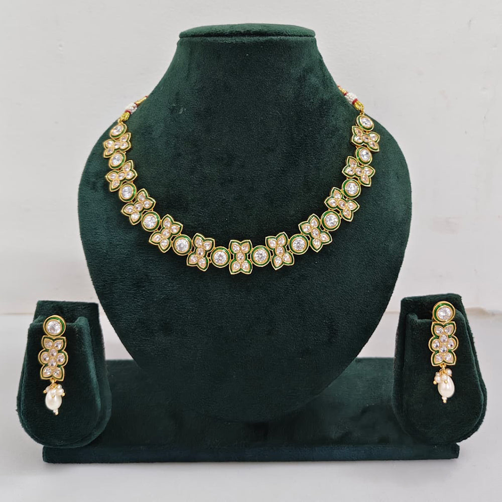Rajwadi Collection Sparkling Crystal Stone Necklace Set