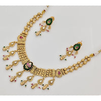 Rajwadi Collection Premium Pota Stone And Pearl Ethnic Necklace Set 